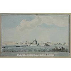  Rev. Cooper Willyams (British 1762-1816): 'Egypt - Castle of Aboukir bearing S'6'W 5 miles August 12th 1798', watercolour signed inscribed and dated 21cm x 31.5cm  Notes: Willyams, whose father was a commander in the Royal Navy, was Chaplin on board H.M.S Swiftsure during the battle of the Nile 1st-3rd August 1798 this watercolour was executed nine days after the battle when the castle was still occupied by the French Army. Willyams' landscapes of Egypt, Palestine, Greece, Italy, Minorca, and Gibraltar were posthumously published along with his account of the Battle of the Nile   