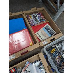 Large collection of books and reference material relating to scale modelling, together with Eaglemoss Star Trek magazines, Batman Automobila magazines, Lego manuals, in seven boxes