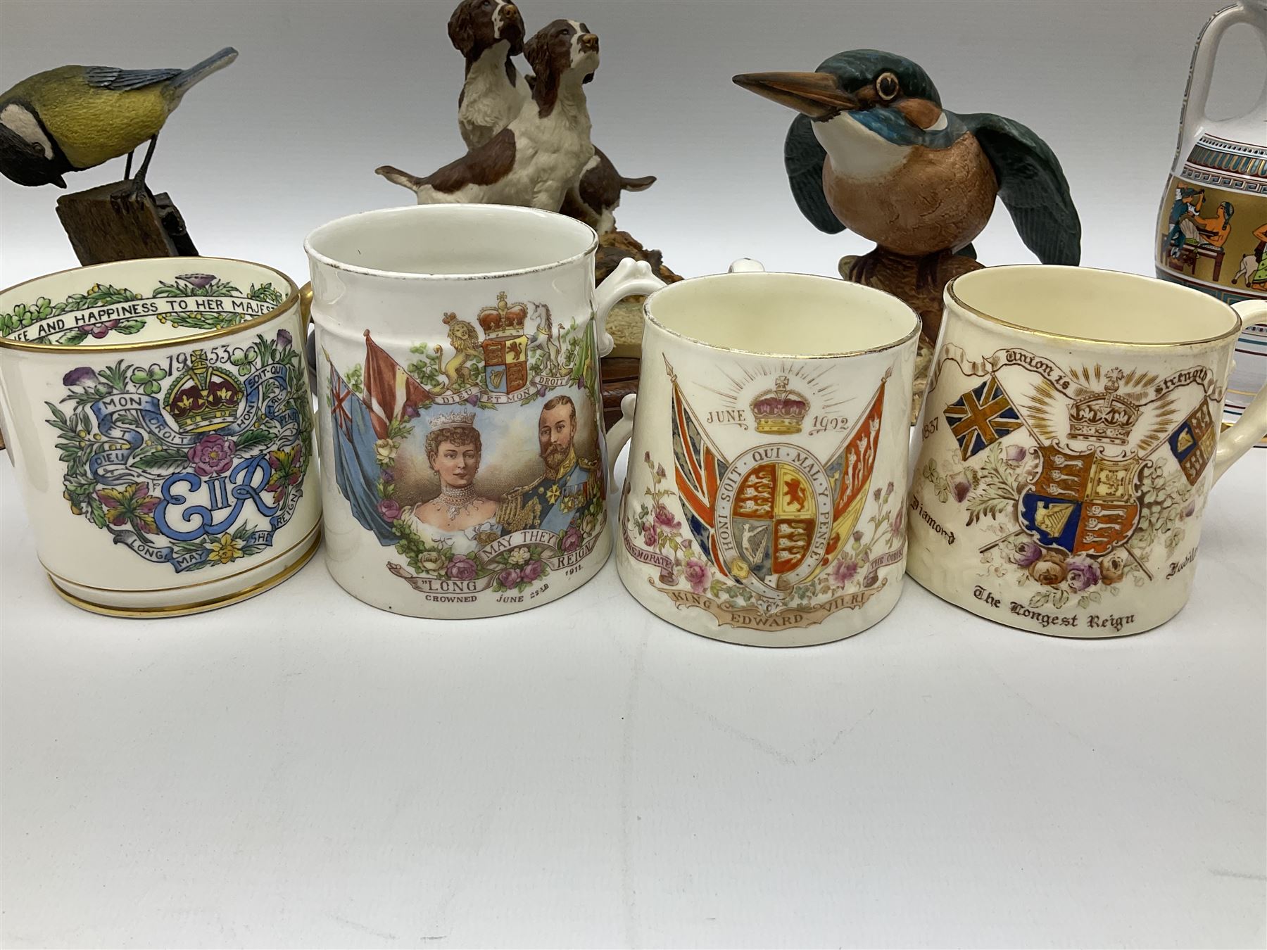 Beswick kingfisher model no. 2371, Country Artists model of a recumbent boxer, other composite animal figures, Satsuma vase and another lidded twin handled example (a/f),  together with quantity of other ceramics etc