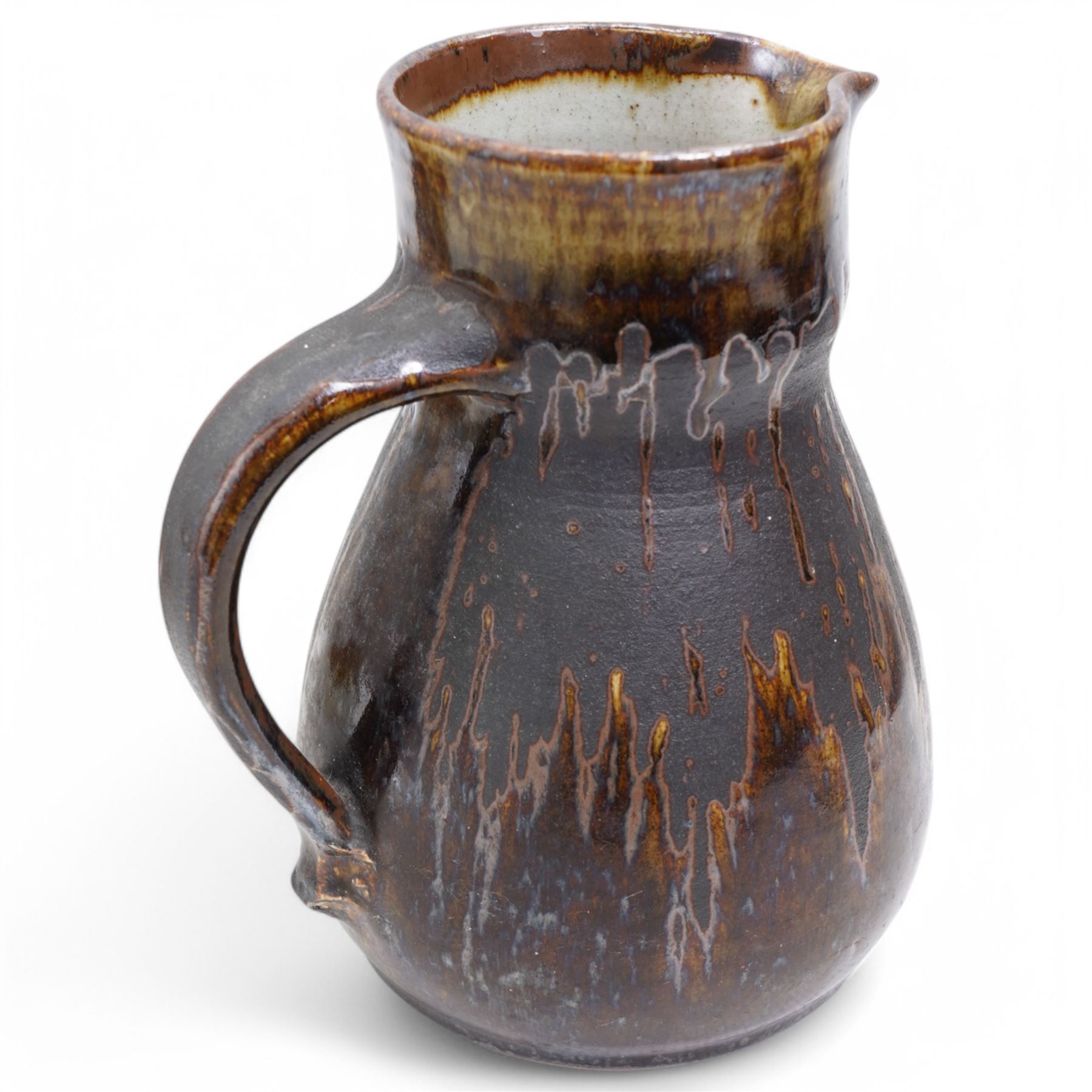 Barbara Cass (1921-1992) for Arden pottery; two studio pottery stoneware jugs, in brown and white glazes, impressed marks to bases, tallest H21cm, and another smaller vase (3)