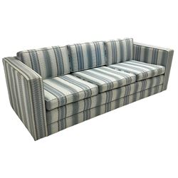 Knoll - 'Pfister' three-seat sofa, upholstered in striped blue and silver fabric, upholstered by DEDECE 