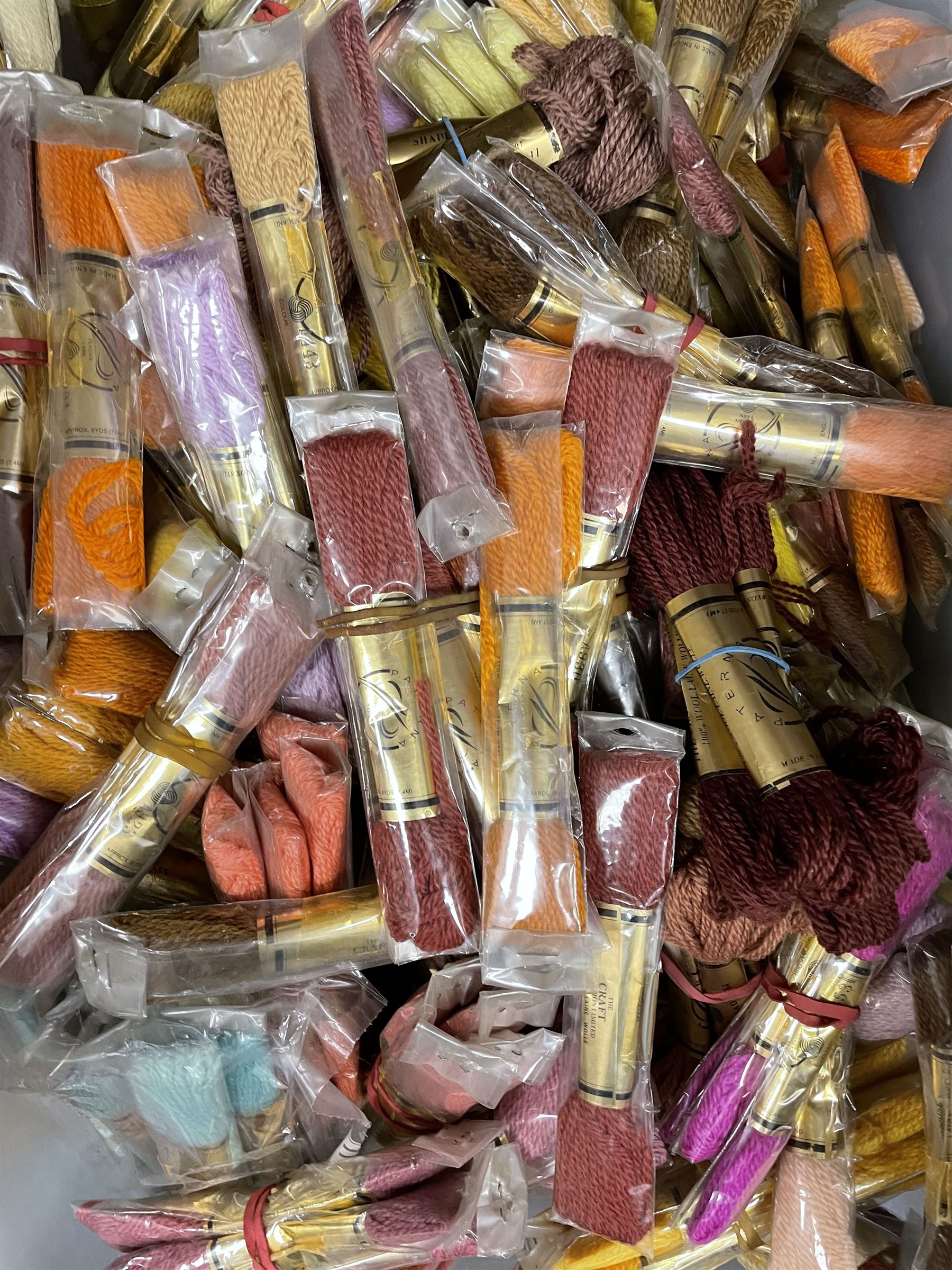 Haberdashery Shop Stock: Quantity of 'The Craft Collection' Paterna Persian Yarn, mostly in original packaging, together with rug making pre-cut wool by Homemakers & other makers, in three boxes