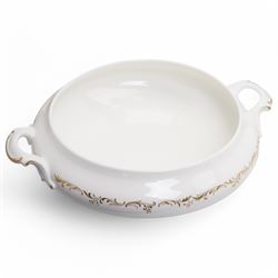 Royal Doulton dinner service in the 'Richelieu' pattern, comprising eleven dinner plates, twenty one dessert plates, twelve soup bowls, eleven dessert bowls, four vegetable dishes, oval serving dishes and graduating meat plates 