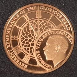 Queen Elizabeth II Gibraltar 2019 'Remembrance 100' gold proof three coin sovereign set, full to quarter sovereign, issued by The London Mint Office, cased with certificates