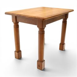 Knightman - cherrywood extension table or serving table, the rectangular top raised on four turned legs, recessed carved knight trademark, by Horace Knight of Old Mill Furniture, Balk near Thirsk