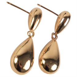 Pair of pear-shaped pendant stud earrings, stamped 585