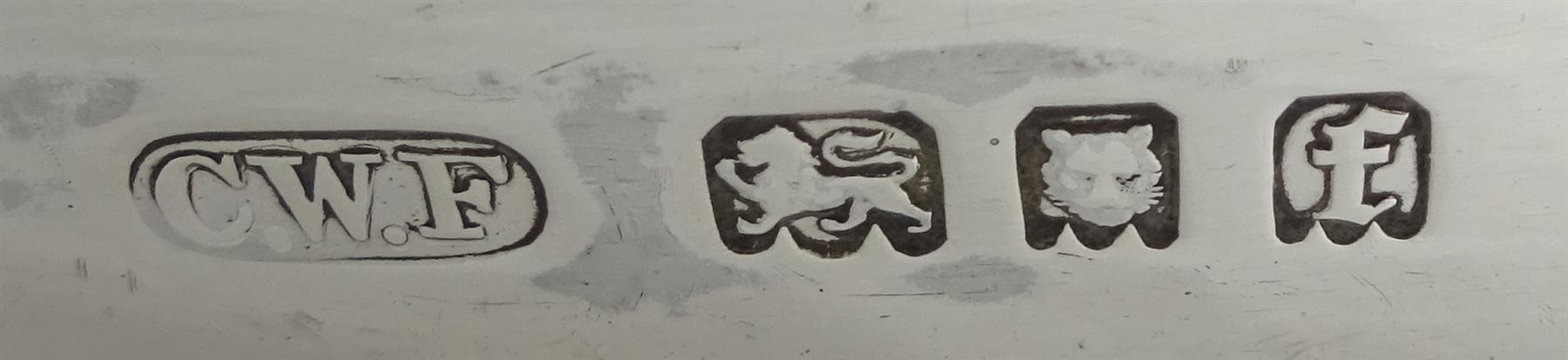 Silver three piece tea service by C W Fletcher & Son Ltd, London  1921, approx 36oz