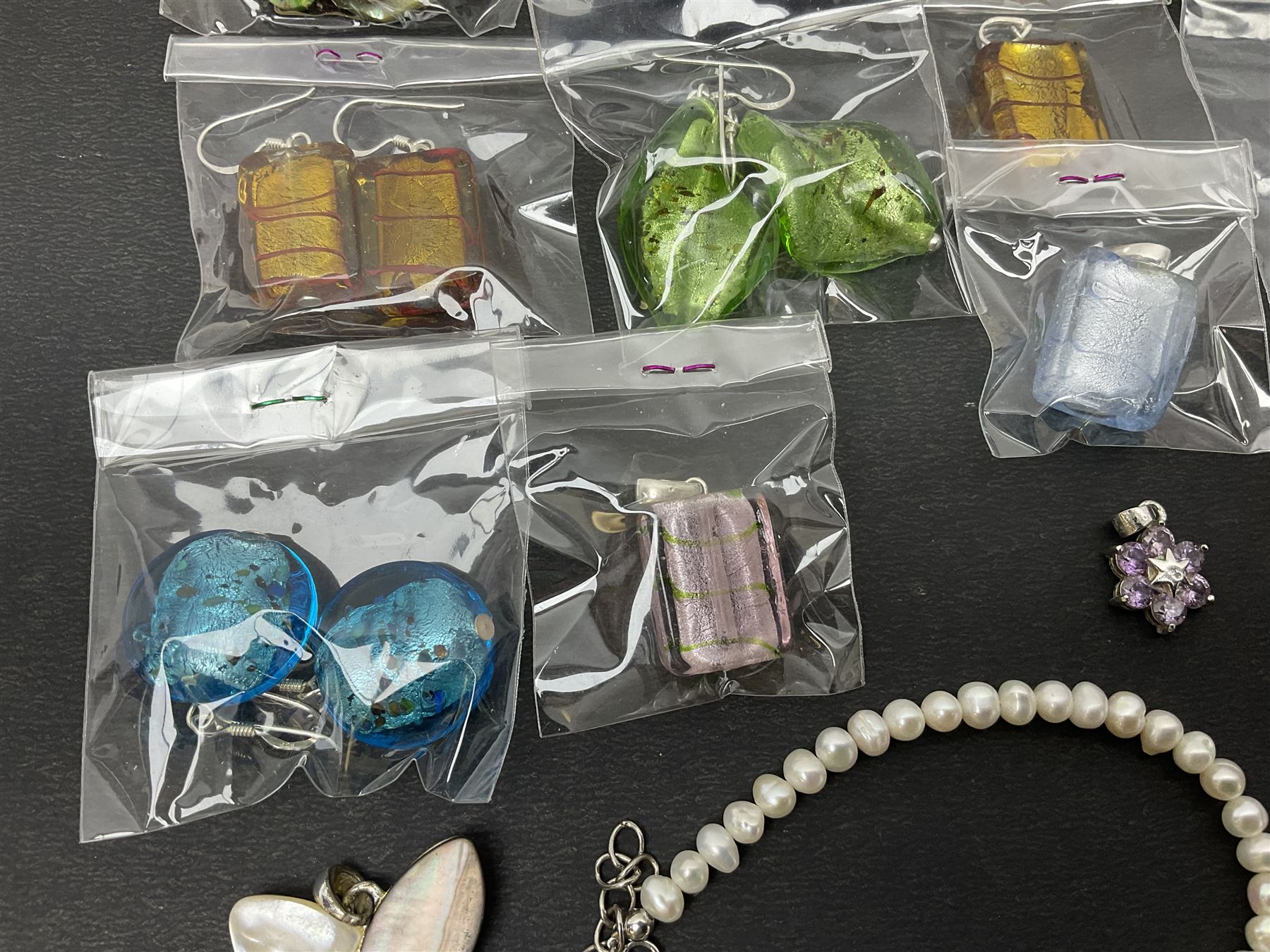 Ola Gorie silver spiral design necklace, hallmarked, together with a collection of beaded silver jewellery 