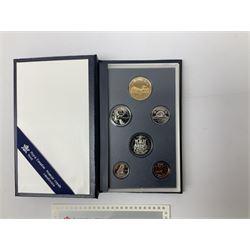 Canadian coinage including Queen Elizabeth II 1964 and four 1966 dollars, 1975 Olympic four coin set comprising two five dollar and two ten dollar coins, 1995 specimen coin set in blue folder, 1995 uncirculated coin set etc 
