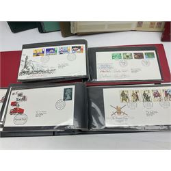 Queen Elizabeth II Great British first day covers with special postmarks and printed addresses, other covers, QEII used postage stamps, Basutoland, Southern Nigeria and other world stamps, housed in various albums, stockbooks, folders and loose, in one box
