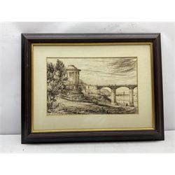 English School (19th century): 'The Museum & Cliff Bridge Scarborough' et al., set of four (3 x Scarb. 1 x Whitby) pen and ink sketches unsigned dated July 28th & August 12th 1834, 26cm x 41cm (4)