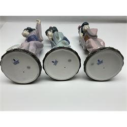 Three Lladro Japanese figures, comprising Sayonara no. 4989, Chrysanthemum no. 4990 and Madame Butterfly no. 4991, largest H30cm