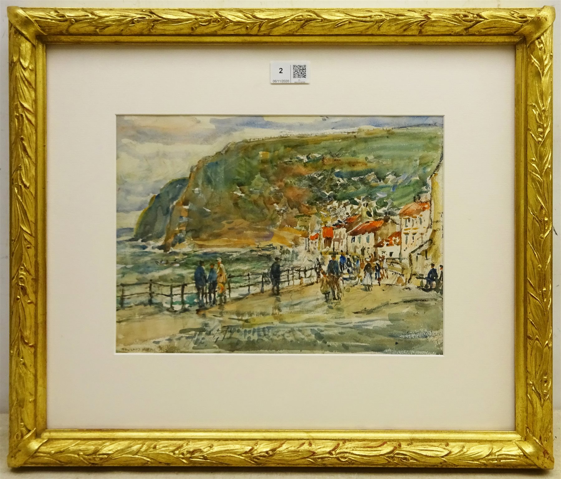 Rowland Henry Hill (Staithes Group 1873-1952): Busy Day Staithes, watercolour signed and dated 1943, 23cm x 32cm


