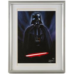 Five framed Cards Inc Star Wars Revenge of the Sith prints, comprising Mace Windu, Yoda, C-3PO, Darth Vader and R2-D2, the R2-D2 example signed by actor Kenny Baker, together with a collection of six smaller limited edition Star Wars art prints, largest H39cm (11)