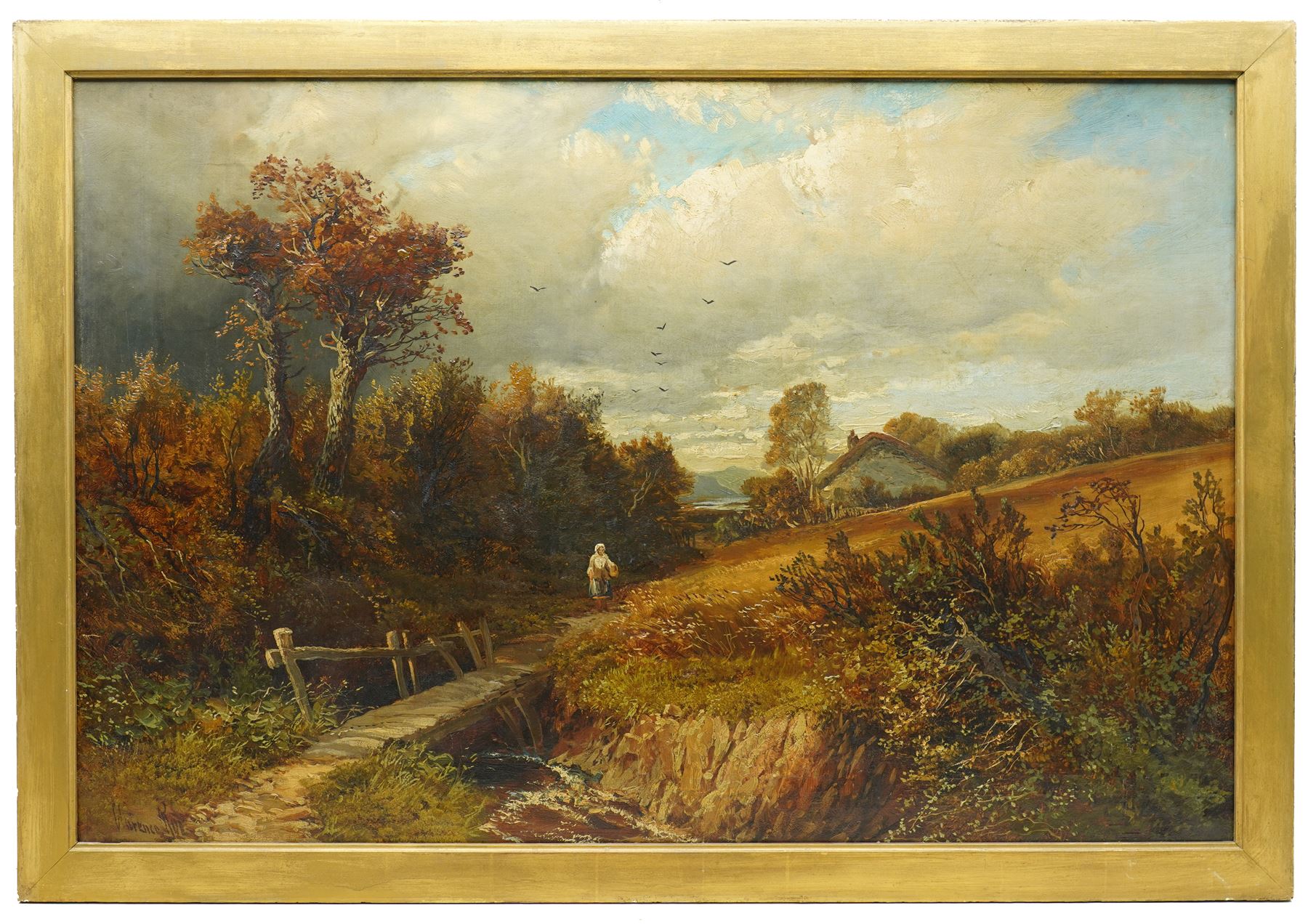 Clarence Henry Roe (British 1850-1909): 'View in Derbyshire', oil on canvas signed, titled on label verso 60cm x 90cm