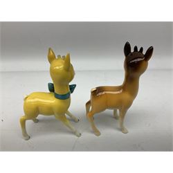 Collection of Beswick figures to include Beatrix Potter Squirrel Nutkin, Jemima Puddleduck, Spike and Tyke, Tom and Jerry, both boxed and with certificates, Chamois 1551 and Babycham 1615a (a/f) Beswick Ware Royal Douton Peter Rabbit and Benjamin Bunny, with certificate
(9)
