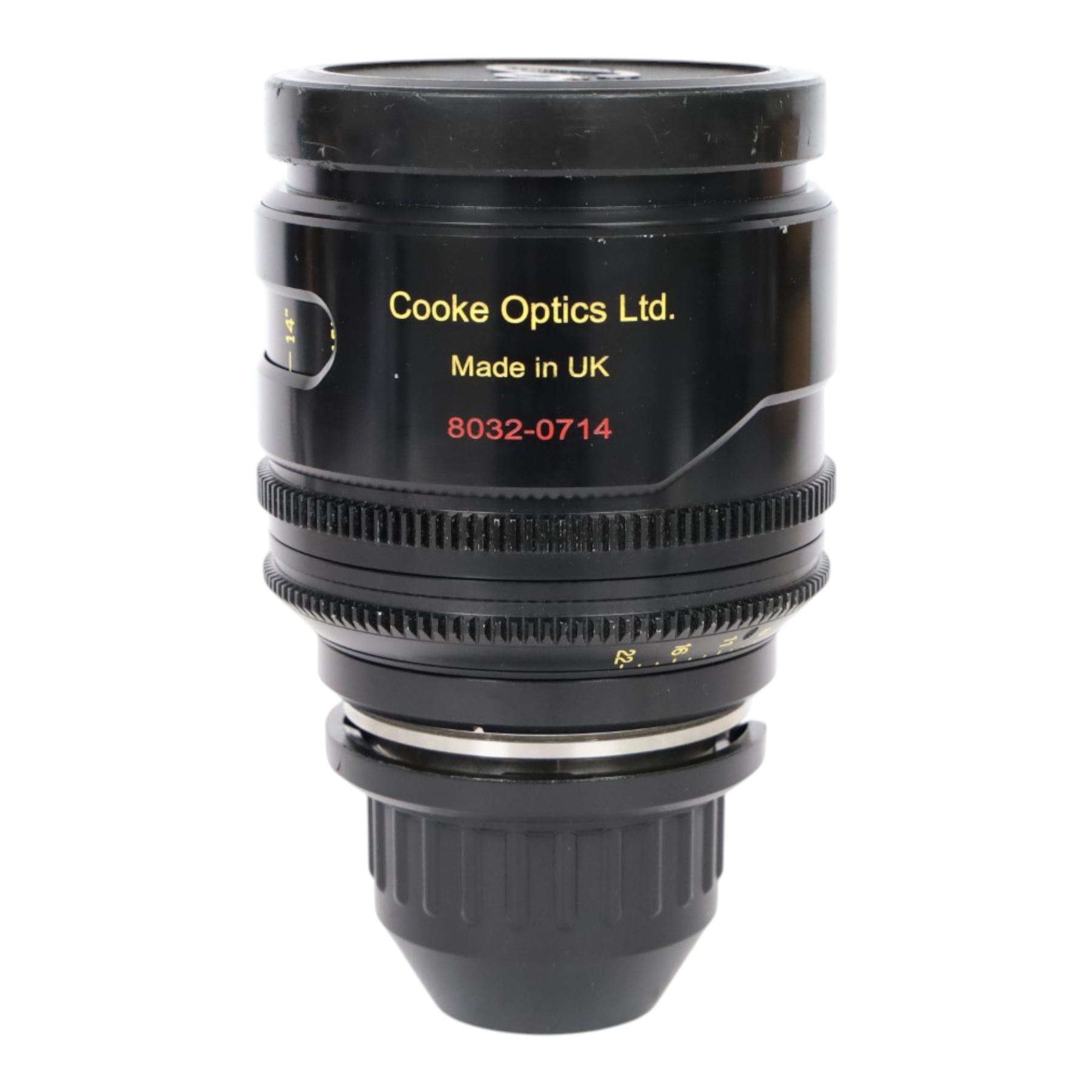 Cooke Mini S4/i 32mm T2.8 prime lens with PL mount, serial no. 8032-0714, with front and back lens caps