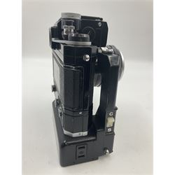 Nikon Photomic TN NKJ camera body, serial no 6728309, circa 1965, with 'Nippon Kogaku NIKKOR-S Auto 1:1.4 f=5.8cm' lens, serial no. 173909, Nikon F36 Motor Drive, serial no.132430 and Nikon cordless battery pack