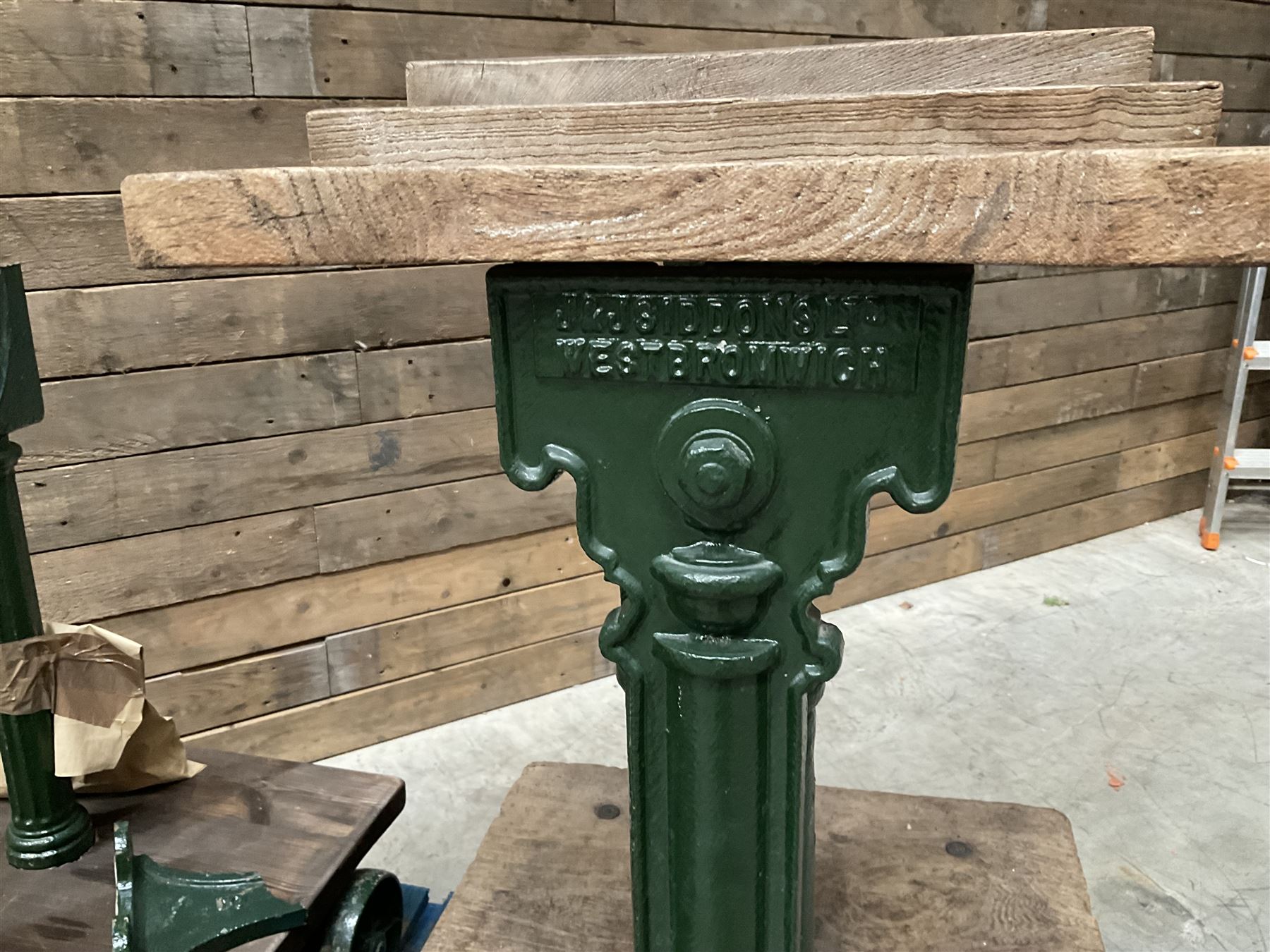 Two pairs of Victorian cast iron potato scales, one damaged with a 5kg weight