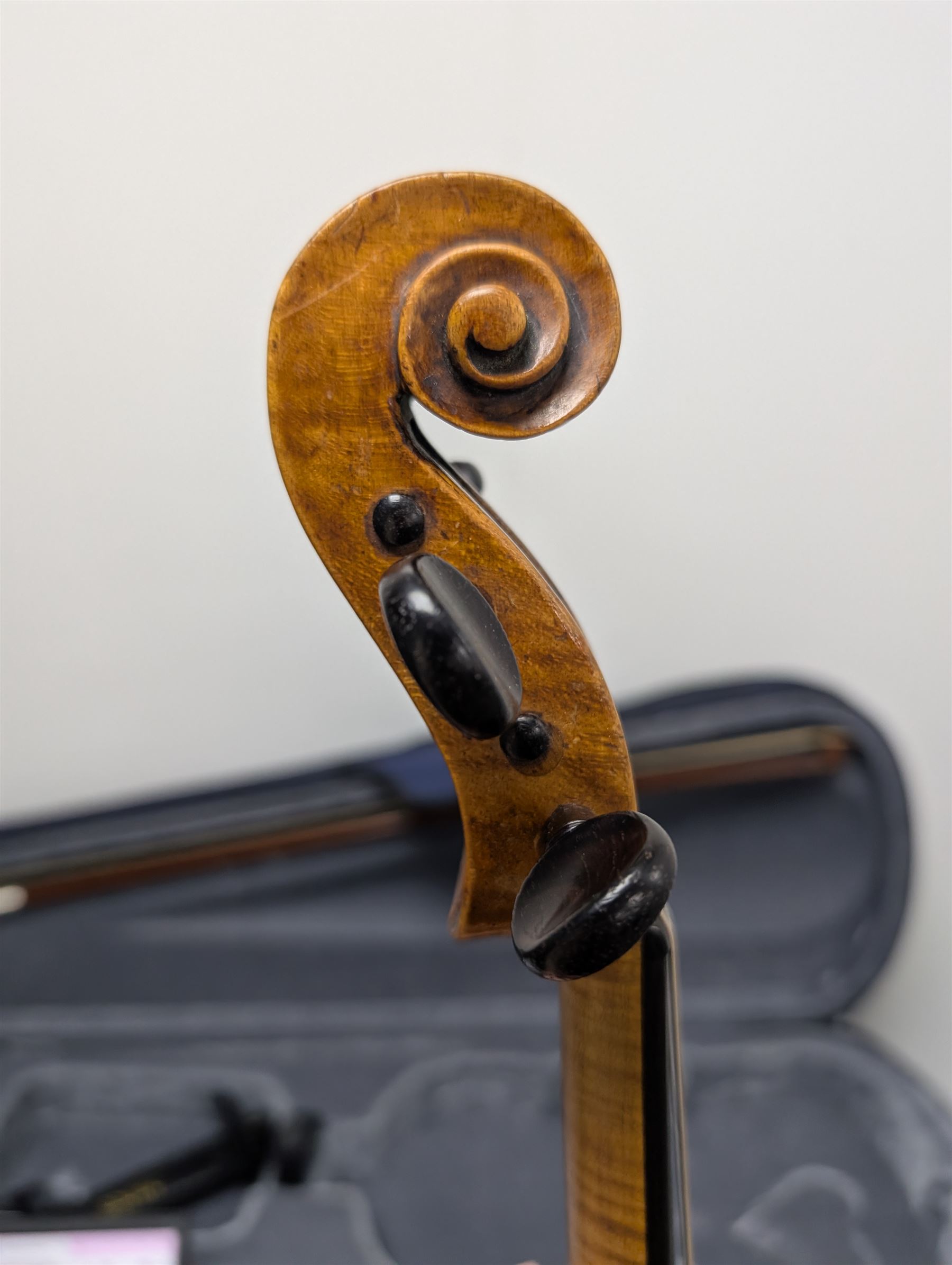 20th century violin, bearing label for Antonius and Hieronymus Amati, with bow stamped G. Werner, contained within fitted case