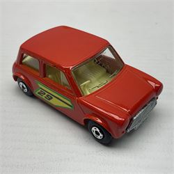 Matchbox 1-75 Series 'Superfast' ex-shop stock - eight models comprising 9e AMX Javelin, 13e Baja Buggy, 14d Iso Grifo, 19e Road Dragster, 22d Freeman Intercity Commuter, 23e Volkswagen Camper, 27e Lamborghini Countach and 29d Racing Mini; all boxed (8)