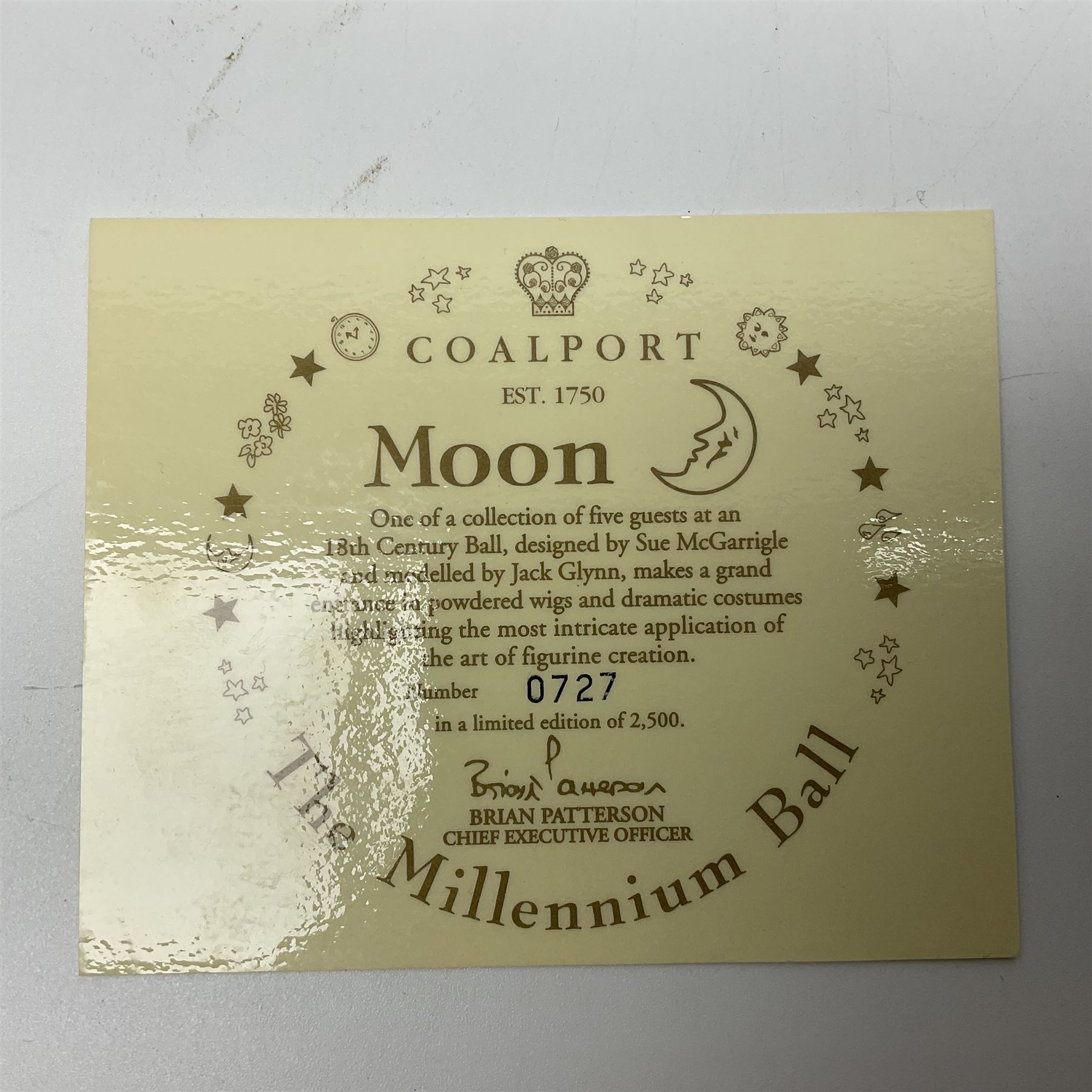 Coalport limited edition Millennium Ball figure, Moon, no 727/2500, boxed with certificate