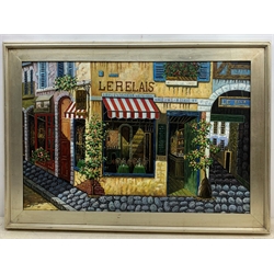 Continental School (Late 20th century): French Corner Cafe, oil on canvas unsigned 60cm x 90cm