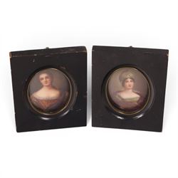 19th century porcelain plaques, believed to be Dresden, depicting 'Henriette de Bourbon Co...