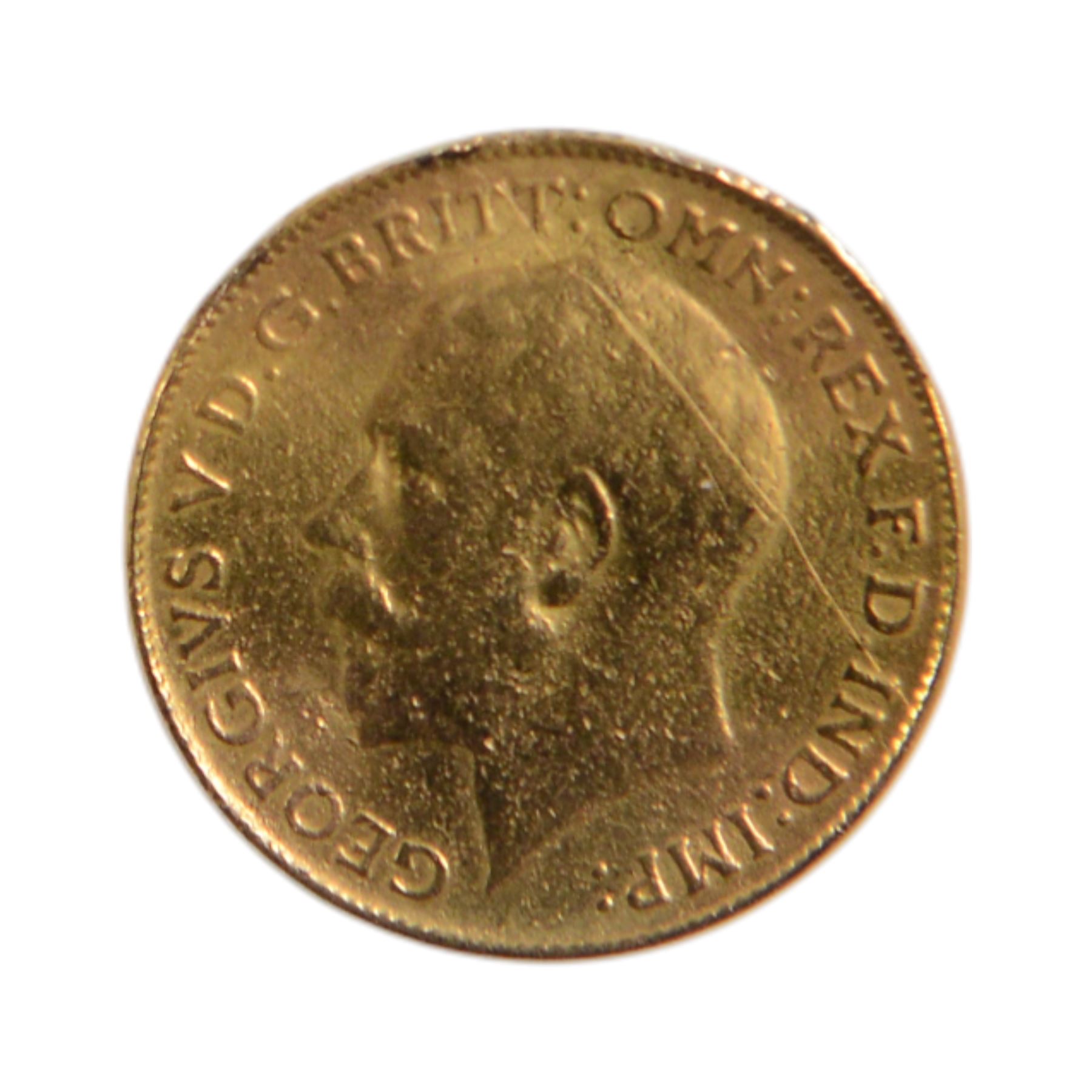 King George V 1914 gold half sovereign coin (previously mounted)
