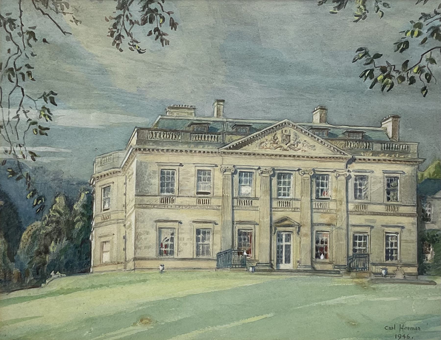 Carl Herman (Scarborough 1887-1955): Hackness Hall, watercolour signed and dated 1946, 30cm x 39cm