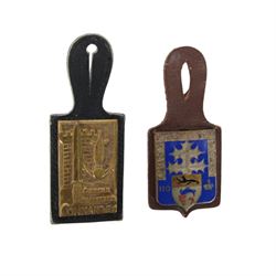 Eight French military badges on fobs from 1939 onwards, including Commandos, Infantry, Tirailleurs, Chasseurs etc