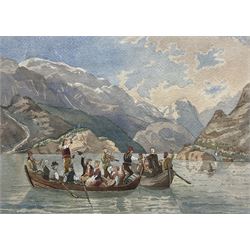 Mabel Albinia Sutton (British 1854-1937): Wedding Party in a Norwegian Fjord, possibly Har...