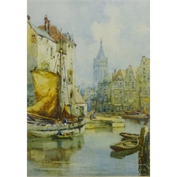  'Old Harbour Honfleur', watercolour signed by James Robertson Miller (British 1880-1912) titled in the mount 25.5cm x 18cm  