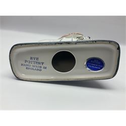 Three Rye Pottery Canterbury Tales figures, comprising The Miller, The Monk and The Franklin, together with a Canterbury Tale tile The Knight, tallest H24cm