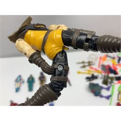 Early 90s Hasbro G.I.Joe vehicles including Storm Eagle and Cobra Earthquake, and sixteen early 90s 4 inch figurines to include Slice, Undertow, Snake Eyes, Countdown and Desert Scorpion with various accessories 