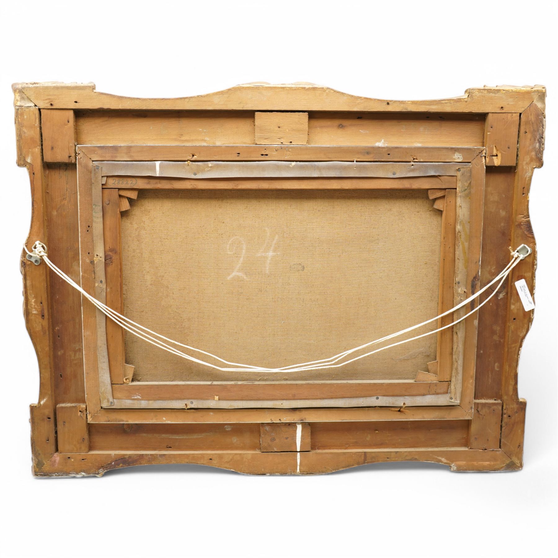 J Henry (British Late 19th century): Highland Cattle, oil on canvas signed 39cm x 60cm housed in Victorian ornate gilt swept frame overall 68cm x 88cm