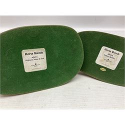 Collection of Border Fine Arts figures, comprising Exmoor Stallion A4058, Highland Mare & Stallion A2691, Welsh Cob A20804, On The Farm A0167, calf figure with bucket and figure group of cow and farmer with cat and kittens (6)