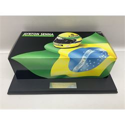 Ayrton Senna Racing Car Collection - McLaren MP4/4 1988 World Champion; boxed; with separate stand titled 'First Championship'