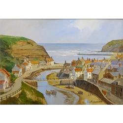  Don Micklethwaite (British 1936-): Staithes Beck, oil on canvas board signed 35cm x 50cm  