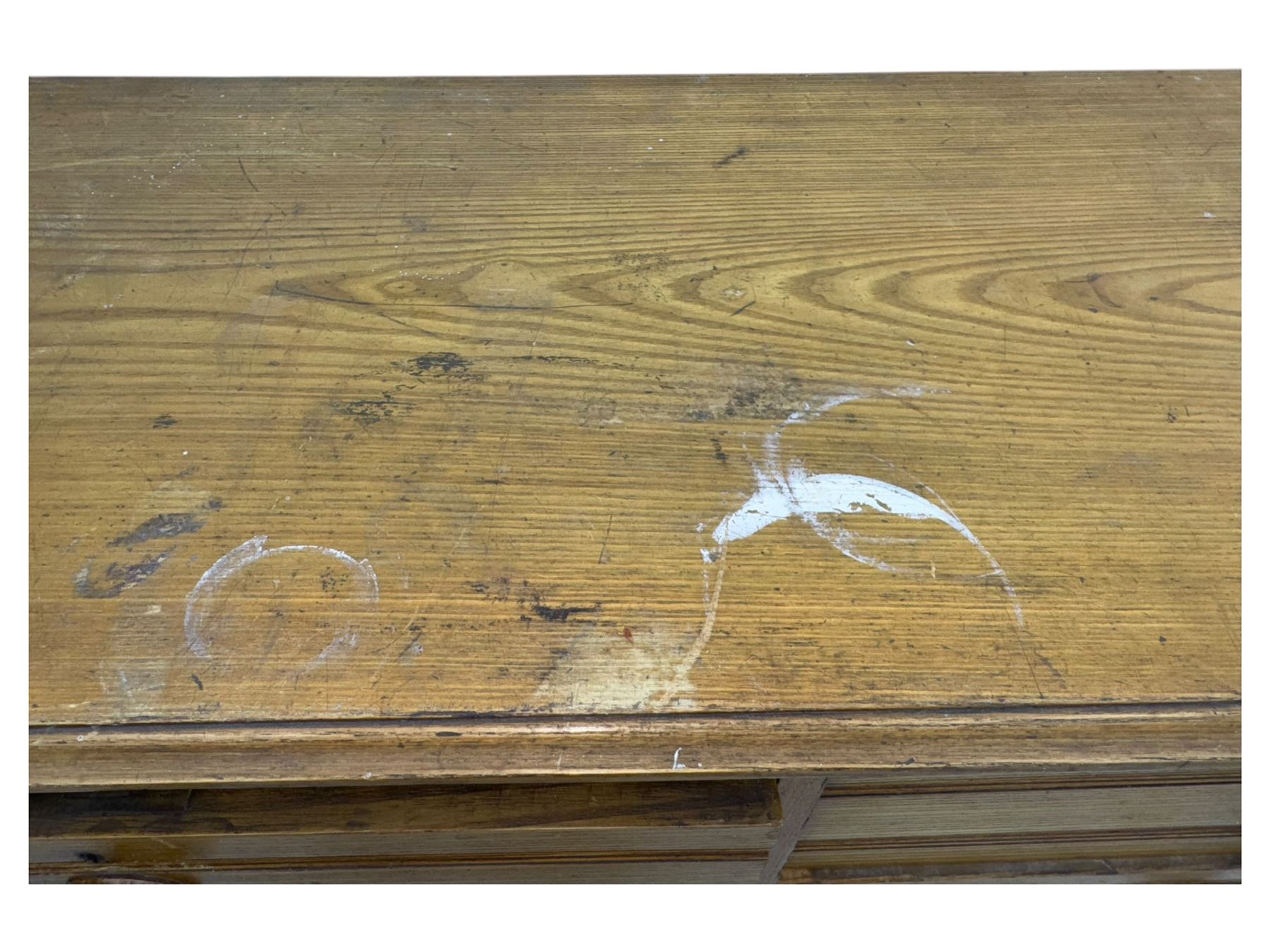 Late 19th century ash chest, fitted with two short and four long drawers, turned wooden handles
