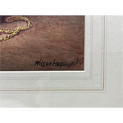 Wilson Hepple (British 1854-1937): Kitten with the Jewellery Box, watercolour signed and dated 1915, 27cm x 35cm