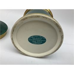 Portmeirion Malachite pattern jar and cover designed by Susan Williams-Ellis, together with a eight Viennese white glazed porcelain figures, modelled as horses in various poses, in one box 