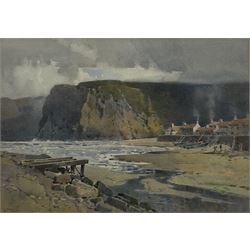 Arthur Tucker RBA (British 1864-1929): Staithes from Cowbar, watercolour signed 24cm x 35cm