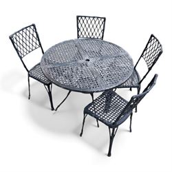 Cast aluminium garden table and chairs in a black finish