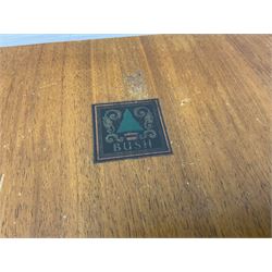 1950s Bush AC41 mahogany cased valve radio, 1930s Philips 588A with walnut veneer case, and 1940s Cossor Model 77, tallest H47cm W36cm D24cm