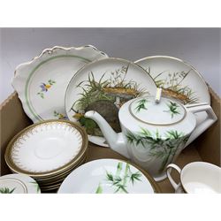 Doulton Lambeth Slaters vase of baluster form decorated with flowers, Chinese ginger jar in the form of a pumpkin, three Le Creuset red ramekins, Hornsea, Paragon Athena pattern tea wares, jardinière and other ceramics in two boxes 