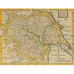 John Seller (British 1632-1697): 'Yorkshire', 18th century engraved map with hand-colourin...