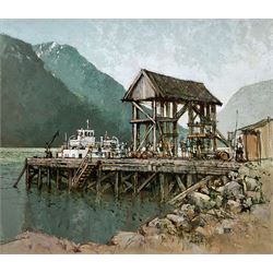 Harry Hudson Rodmell (British 1896-1984): 'Norwegian Ferry', oil on board signed, titled verso 55cm x 65cm 
Provenance: the artist was the vendor's great-uncle; never been on the market.