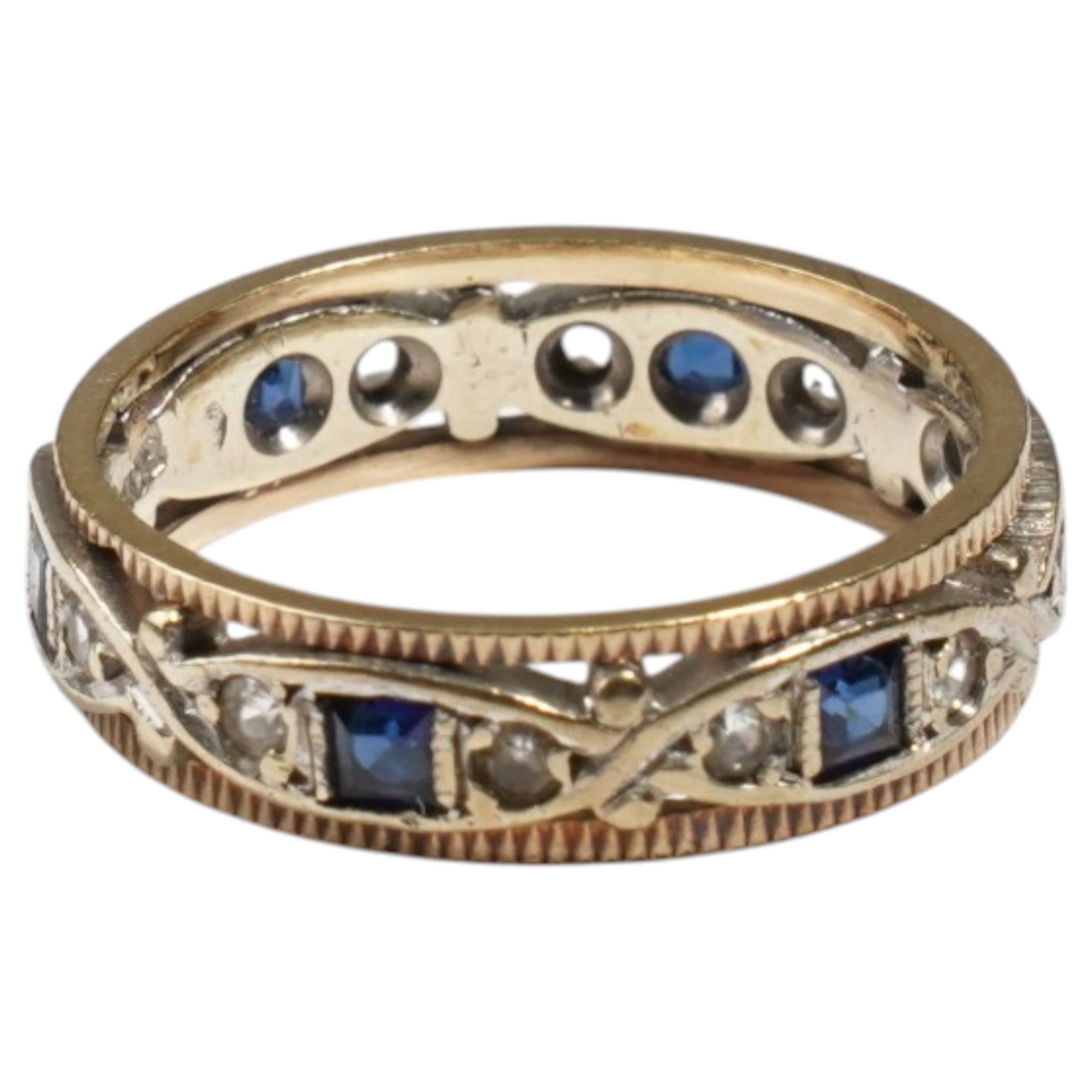 9ct gold synthetic sapphire and white spinel full eternity ring