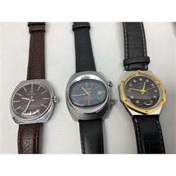 Two automatic wristwatches including Tara and Helbros and six manual wind wristwatches including Memostar alarm, Belmont alarm, Lanco, Tegrov, Superoma De Luxe and Services (8)
